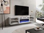 RTV cabinet POLO 180x33x39 white + fireplace white - imagine 3