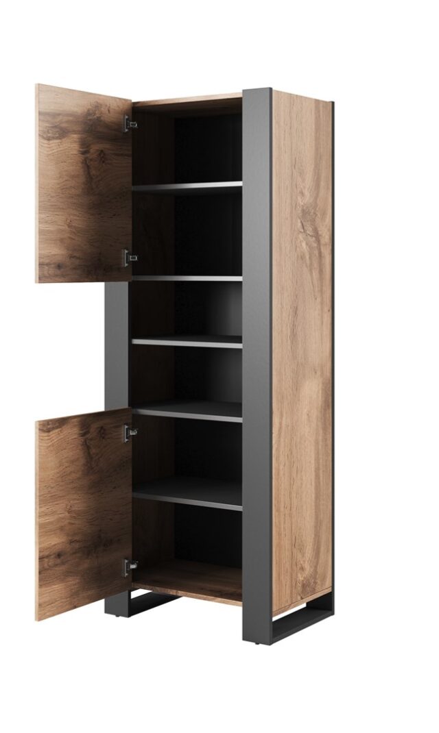WOOD bookcase 65x40x170 5 oak wotan + anthracite - imagine 2