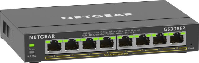 NETGEAR 8-Port Gigabit Ethernet PoE+ Plus Switch (GS308EP) Managed L2/L3 Gigabit Ethernet (10/100/1000) Power over Ethernet (PoE) Black - imagine 3