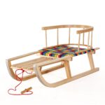 GreenBlue GB138 Wooden Kids Sledge with Removable Backrest Fabric Seat and Pull Rope Sturdy Beech Wood - imagine 3