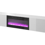 RTV cabinet SLIDE 200K with electric fireplace 200x40x37 cm all in gloss white