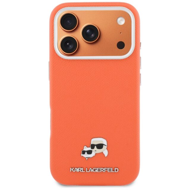 Case Karl Lagerfeld Karl & Choupette     Head Pins Saffiano MagSafe for iPhone 17 Pro Max orange - imagine 3