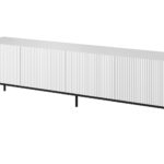 PAFOS RTV cabinet on black steel frame 200x40x60 cm white matt