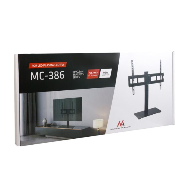 Maclean MC-386 Universal TV Stand Base for Cabinet Dresser Table Desk 32  - 75  40kg VESA 35° Rotating Temepred Glass Adjustable TV Height Powder Coating - imagine 8