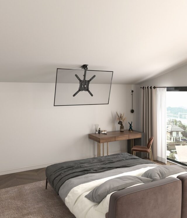 Gembird CM-55ST-01 Full motion TV ceiling mount  23  - 55   black - imagine 10