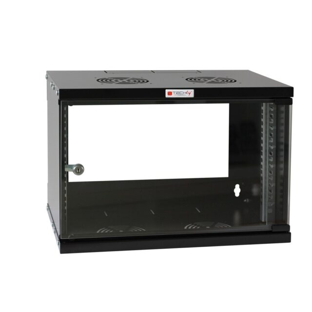 Techly Wall Rack Cabinet 19 6U D450 Black Assembled  I-CASE EL-1006B45 - imagine 3