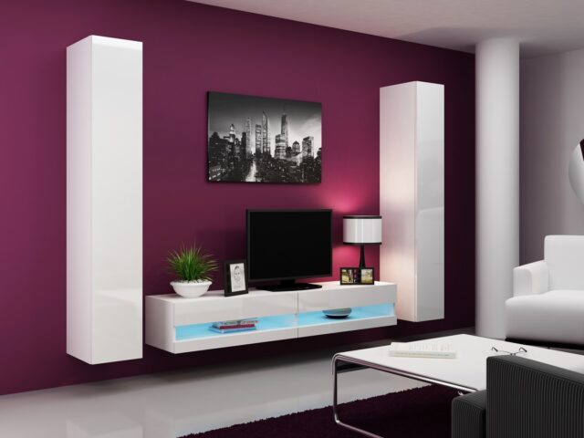 Cama TV stand VIGO NEW 30/180/40 white/white gloss - imagine 4