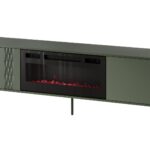 Cama RTV cabinet EF + fireplace black TRESSE 180x40x54.5 matte green