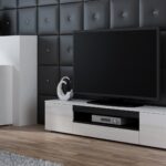 Cama TV stand VIVA 180 white/white gloss + black