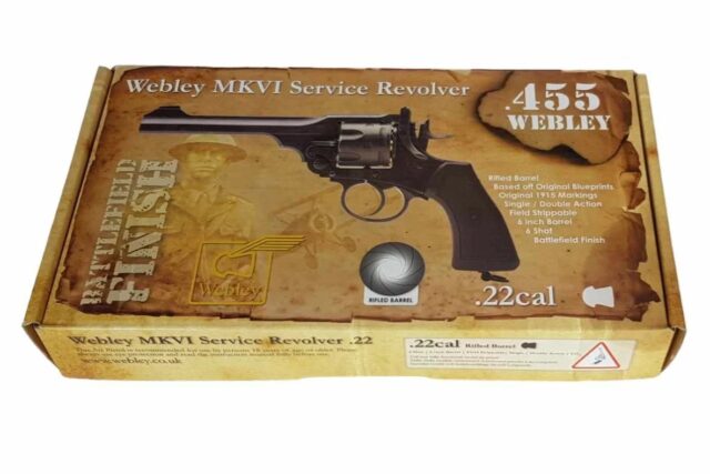 WEBLEY MKVI .455 Police cal.4.5 mm Diabolo cartridge 6-shot barrel 4’ CO2 Black Ekp to17J - imagine 8