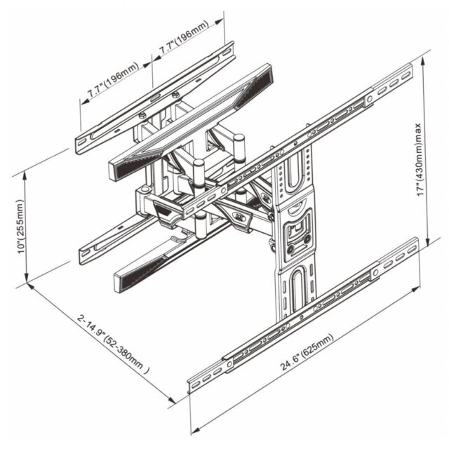 GART LCD/LED TV mount 40-75  45 kg vertical/horizontal adjustment 52-380 mm max VESA 600x400 - imagine 6