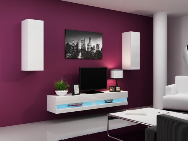 Cama TV stand VIGO NEW 30/140/40 white/white gloss - imagine 2