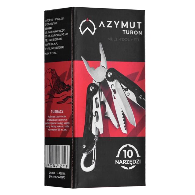 Multitool AZYMUT Turon - 10 tools + carabiner + belt pouch (H-P224108) - imagine 10