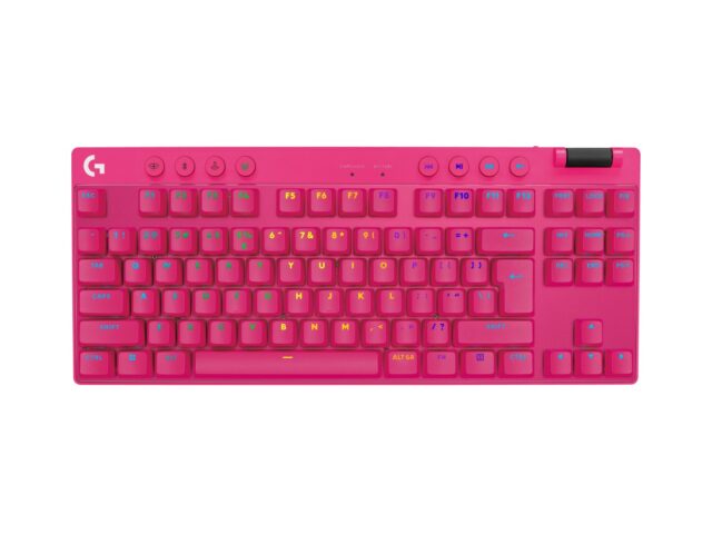 Logitech G PRO X TKL keyboard Gaming RF Wireless + Bluetooth QWERTY US International Pink - imagine 3