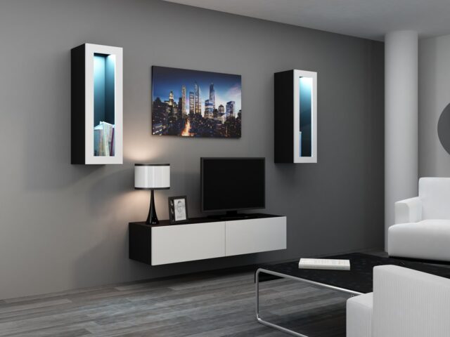 Cama TV stand VIGO 140 30/140/40 black/white gloss - imagine 4