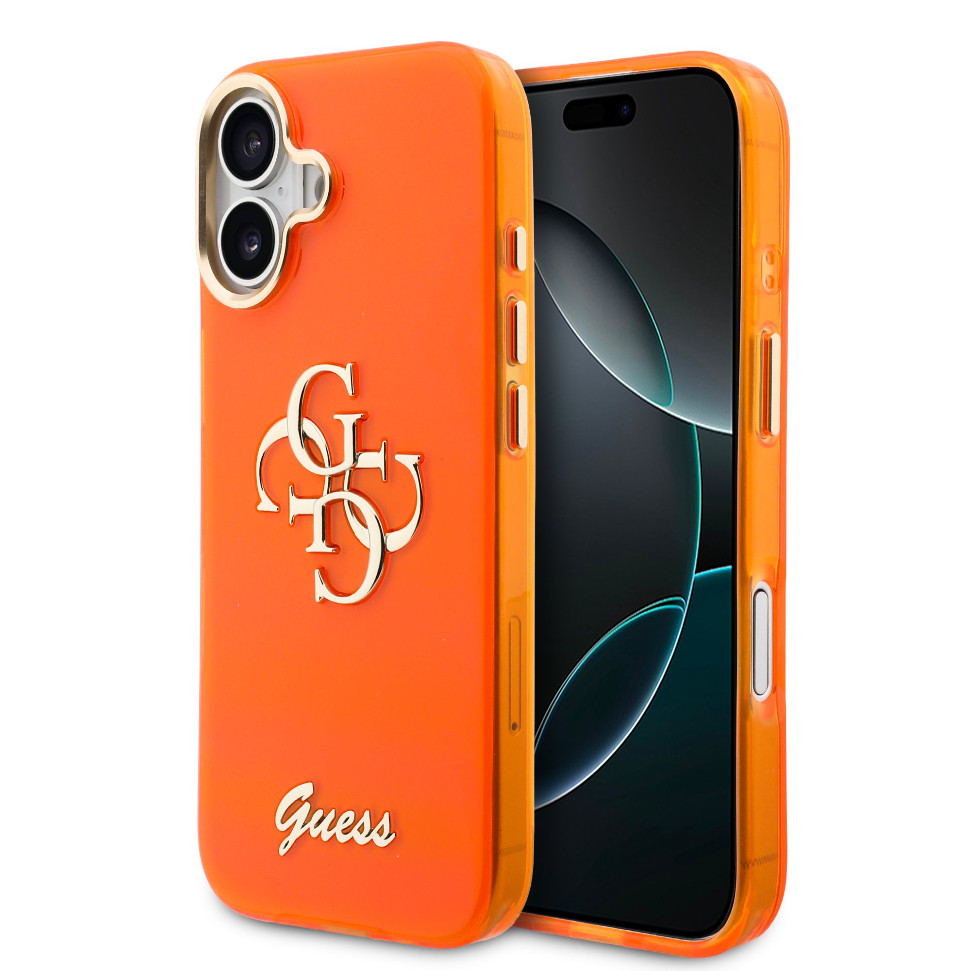 cps-762c6a8e3c54a041a673ef36804f9b6d-2026-01-23-22-25-37 Guess IML 4G Script Metal Logo Zadní Kryt pro iPhone 17 Orange - imagine 1