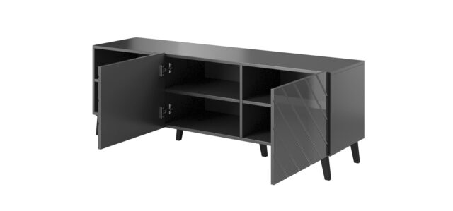 RTV cabinet ABETO 150x42x52 graphite/gloss - imagine 2