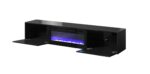 RTV cabinet SLIDE 200K with electric fireplace 200x40x37 cm all in gloss black - imagine 2