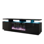 RTV EVA cabinet with electric fireplace 180x40x52 cm black/gloss black