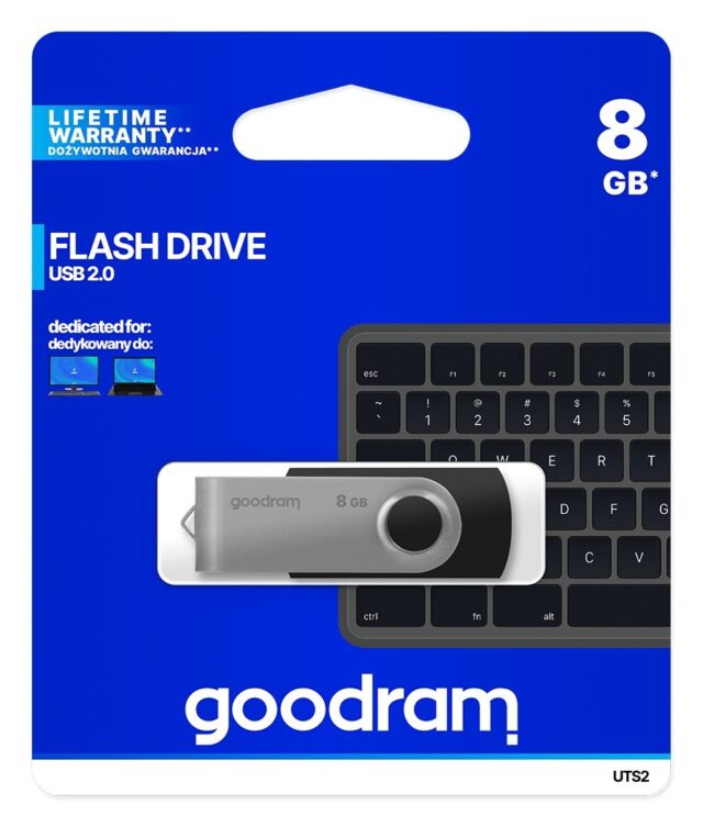 Goodram UTS2 USB flash drive 8 GB USB Type-A 2.0 Black Silver - imagine 5