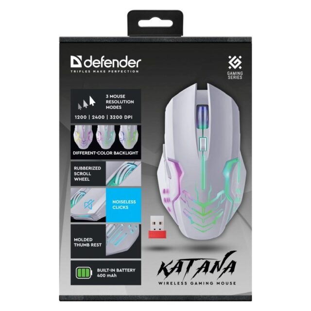CDEFENDER GM-511 KATANA RF 3200dpi 7P WHITE - imagine 5