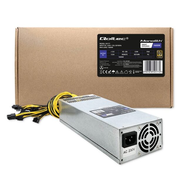 Qoltec 50177 PCI-E power supply Smart 1600W | 80 Plus Gold - Data mining - imagine 4