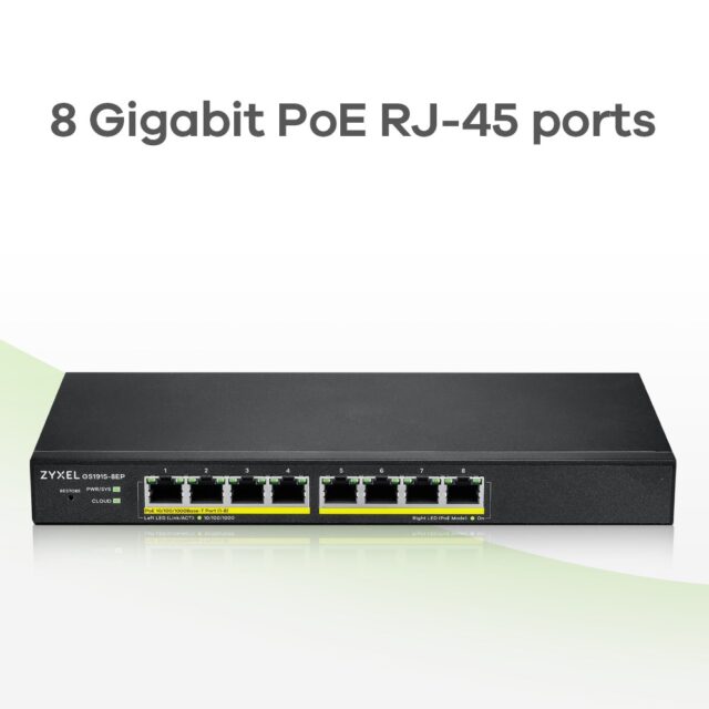 Zyxel GS1915-8EP Managed L2 Gigabit Ethernet (10/100/1000) Power over Ethernet (PoE) Black - imagine 6