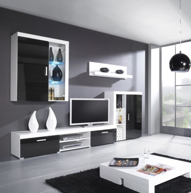 Cama bookcase SAMBA white/black gloss - imagine 2
