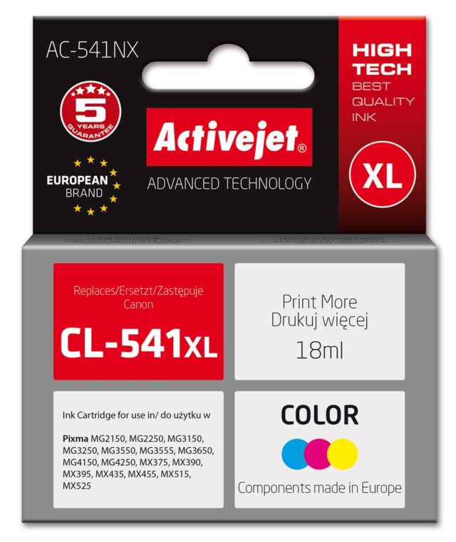 Activejet AC-541NX ink for Canon printer (replacement Canon CL-541XL) Supreme  18 ml  cyan  yellow  magenta - imagine 2