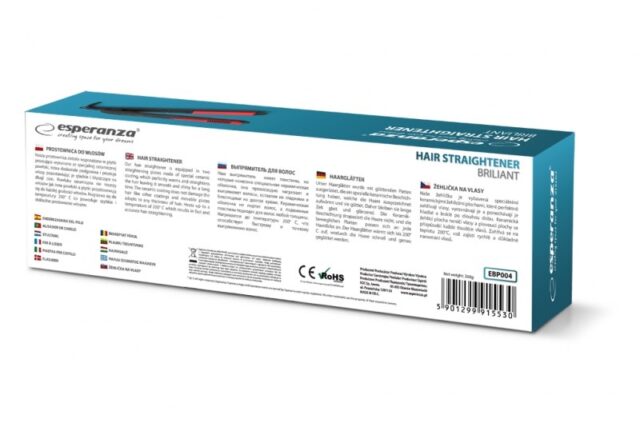 Esperanza EBP004 hair styling tool Straightening iron Black Red 35 W - imagine 4