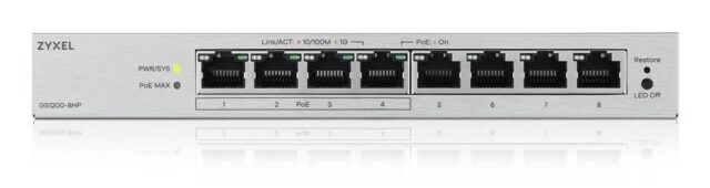 Zyxel GS1200-8HPV3 Managed L2 Gigabit Ethernet (10/100/1000) Power over Ethernet (PoE) Desktop Grey - imagine 3