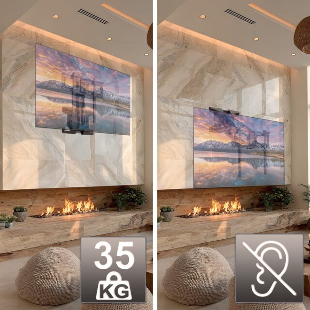 Maclean MC-891 Electric TV Wall Mount Bracket with Remote Control Height Adjustment 37'' - 70  max. VESA 600x400 up to 35kg Above Fireplace Mount Sturdy - imagine 15