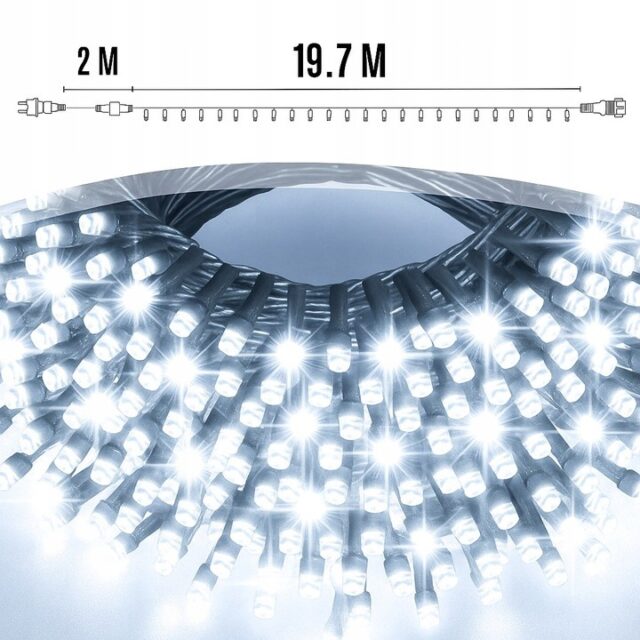 EXTRALINK LAMPKI CHOINKOWE ŚWIATEŁKA 300LED ZEWNĘTRZNE WEWNĘTRZNE BIAŁE ZIMNE 21,7M - imagine 5