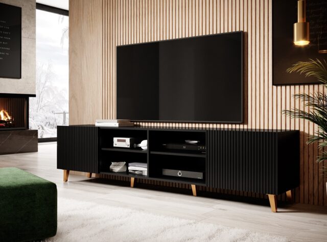Cama RTV cabinet PAFOS 200x42x52 Black matt - imagine 5