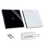 Touch Changeover Switch Light Switch Cross Switch Wall Switch Stair Switch with Color Change LED Backlight Recessed Switch 1-Fold Round White - imagine 7