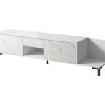 RTV Cabinet MARMO 2D1S1K 195x40x47.5 cm white matt/marble white