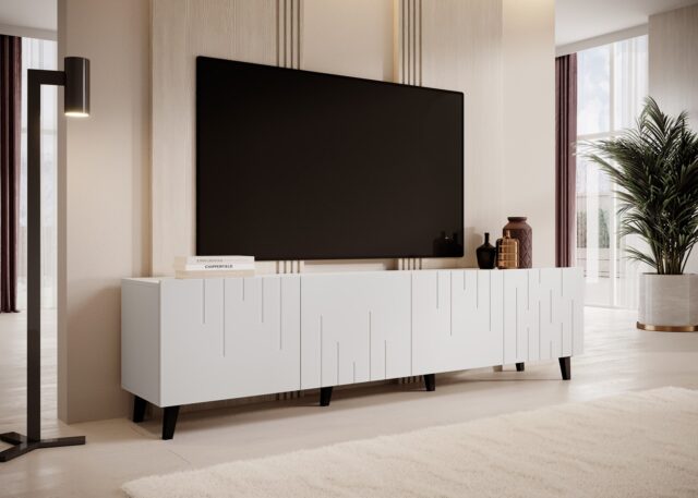 RTV cabinet BARI 200x42x52 white matt - imagine 3