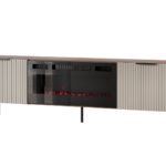 ALMERA TV cabinet 180.5x42x52.5 walnut/cashmere + black fireplace