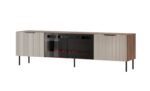 ALMERA TV cabinet 180.5x42x52.5 walnut/cashmere + black fireplace