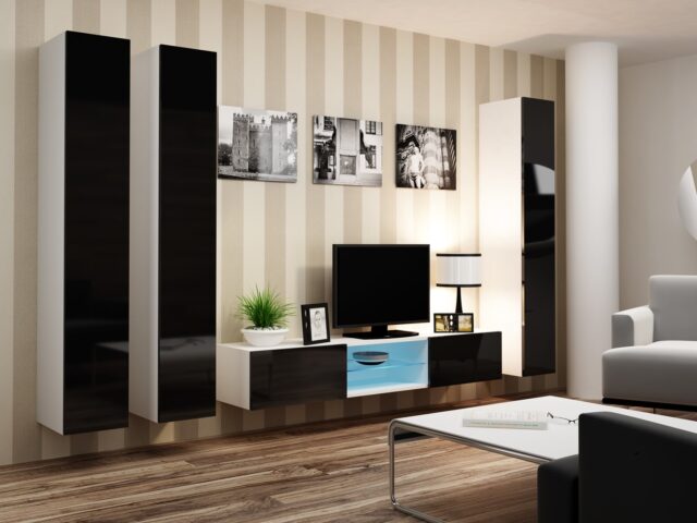 Cama Full cabinet VIGO '180' 180/40/30 white/black gloss - imagine 9