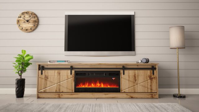 RTV GRANERO + fireplace cabinet 200x56.7x35 oak wotan - imagine 3