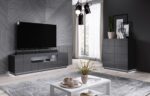 Cama TV stand REJA graphite grey gloss/graphite grey gloss - imagine 7