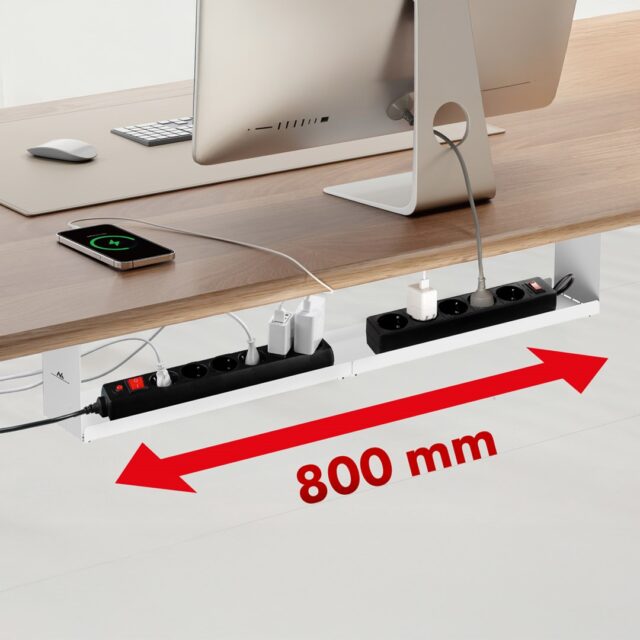 Maclean compact under-desk cable organizer  max load 5kg  white  MC-107 W - imagine 7