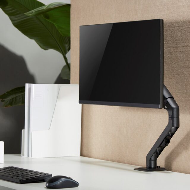 Maclean MC-906 Monitor Mount Holder Desk Table Mount 17  - 27  Adjustable Rotatable VESA 7 kg - imagine 21