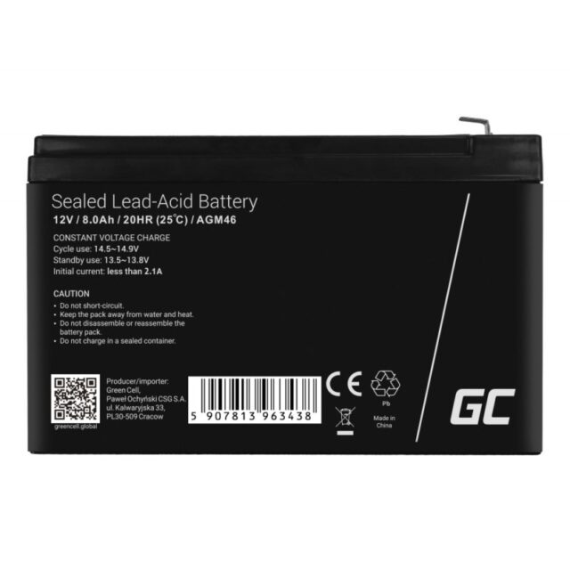 Green Cell AGM46 industrial rechargeable battery Sealed Lead Acid (VRLA) 8000 mAh 12 V - imagine 4