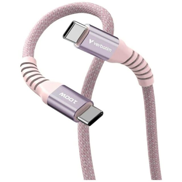 Kabel Verbatim Sync & Charge USB-C do     USB-C 100W PD3.0/QC3.0 120cm różowy 31857 - imagine 2
