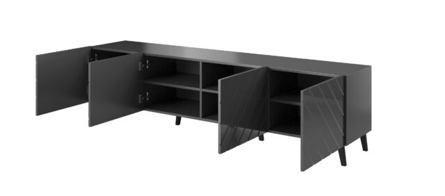 RTV cabinet ABETO 200x42x52 graphite/gloss - imagine 2