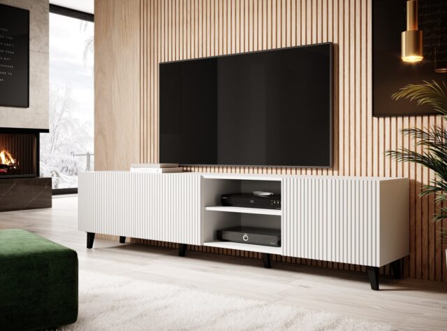 Cama RTV cabinet PAFOS 200x42x52 White matt - imagine 5