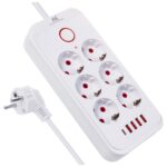 MACLEAN POWER STRIP  6 SOCKET EXTENSION MCE391 W