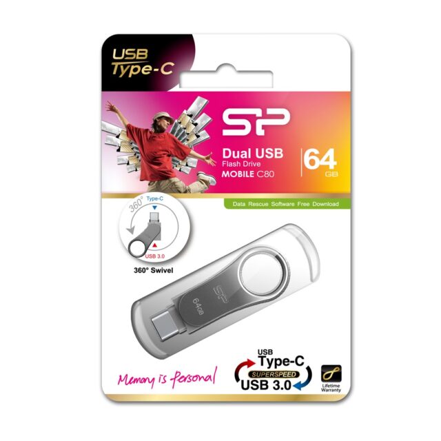 Silicon Power Mobile C80 USB flash drive 64 GB USB Type-A / USB Type-C 3.0 (3.1 Gen 1) Titanium - imagine 4